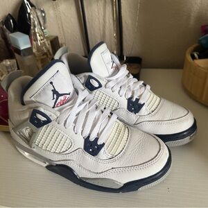 Jordan Big Kids White and Navy Sneakers